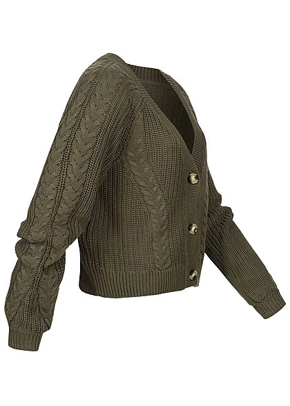 ONLY Damen NOOS V-Neck Struktur Strickcardigan Mit Knopfleiste Kalamata Oliv 4 ONLY Damen NOOS V-Neck Struktur Strickcardigan Mit Knopfleiste Kalamata Oliv – Bild 2