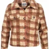 JACQUELINE DE YONG JDY By ONLY Damen Kurze Teddyfell Jacke 2-Pockets Karo Muster Cloud D. Weiss Braun -Vero Moda Verkaufsgeschäft 21083660