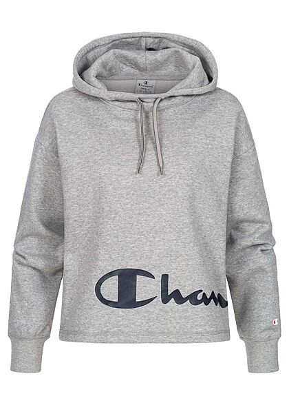 Champion Damen Hoodie Kapuze Logo Print Grau 3 Champion Damen Hoodie Kapuze Logo Print Grau