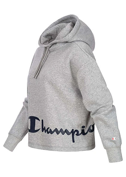 Champion Damen Hoodie Kapuze Logo Print Grau 4 Champion Damen Hoodie Kapuze Logo Print Grau – Bild 2