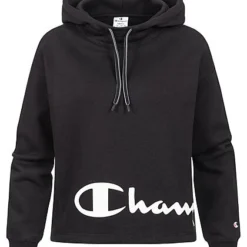 Champion Damen Hoodie Kapuze Logo Print Schwarz