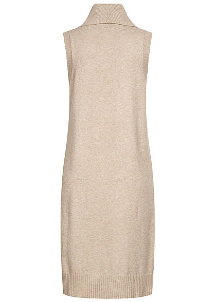 VILA Damen NOOS Longform Rollkragen Pullunder Strickweste Natural Beige Mel. 5 VILA Damen NOOS Longform Rollkragen Pullunder Strickweste Natural Beige Mel. – Bild 3