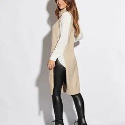 VILA Damen NOOS Longform Rollkragen Pullunder Strickweste Natural Beige Mel. 9 VILA Damen NOOS Longform Rollkragen Pullunder Strickweste Natural Beige Mel. -Vero Moda Verkaufsgeschäft 21083732 3