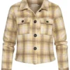 ONLY Damen NOOS Kurze Wolljacke Knopfleiste Karo Muster Sunshine Gelb