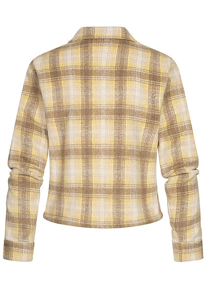 ONLY Damen NOOS Kurze Wolljacke Knopfleiste Karo Muster Sunshine Gelb 5 ONLY Damen NOOS Kurze Wolljacke Knopfleiste Karo Muster Sunshine Gelb – Bild 3