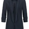 Pieces Damen NOOS 3/4 Arm Blazer Mit Raffung Am Ärmel Offener Schnitt Night Sky Navy