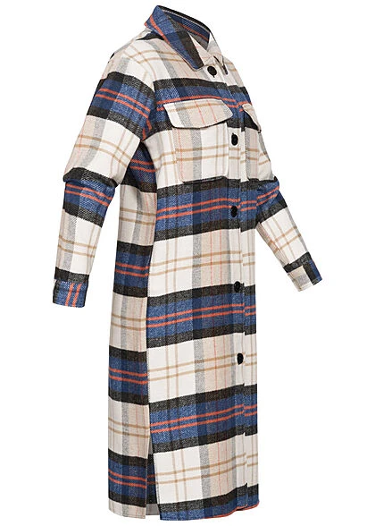 JACQUELINE DE YONG JDY By ONLY Damen Longform Shacket Hemdjacke Karo Muster 2 Brusttaschen Nomad Beige 4 JACQUELINE DE YONG JDY By ONLY Damen Longform Shacket Hemdjacke Karo Muster 2 Brusttaschen Nomad Beige – Bild 2