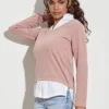 Styleboom Fashion Damen Pullover Mit V-Neck Bluseneinsatz Rose Weiss 2 Styleboom Fashion Damen Pullover Mit V-Neck Bluseneinsatz Rose Weiss -Vero Moda Verkaufsgeschäft 21086686