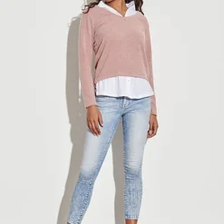 Styleboom Fashion Damen Pullover Mit V-Neck Bluseneinsatz Rose Weiss 9 Styleboom Fashion Damen Pullover Mit V-Neck Bluseneinsatz Rose Weiss -Vero Moda Verkaufsgeschäft 21086686 3