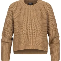 Urban Classics Damen Oversized Grobstrickpullover Sweater Vokuhila Taupe Grau Braun