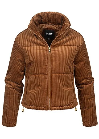 Urban Classics Damen Kurze Cord Puffer Jacke 2-Pockets Stehkragen Toffee Braun 3 Urban Classics Damen Kurze Cord Puffer Jacke 2-Pockets Stehkragen Toffee Braun