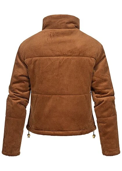 Urban Classics Damen Kurze Cord Puffer Jacke 2-Pockets Stehkragen Toffee Braun 6 Urban Classics Damen Kurze Cord Puffer Jacke 2-Pockets Stehkragen Toffee Braun – Bild 4