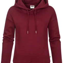 Urban Classics Damen Basic Organic Hoodie Kapuze Rippblenden Burgundy Rot