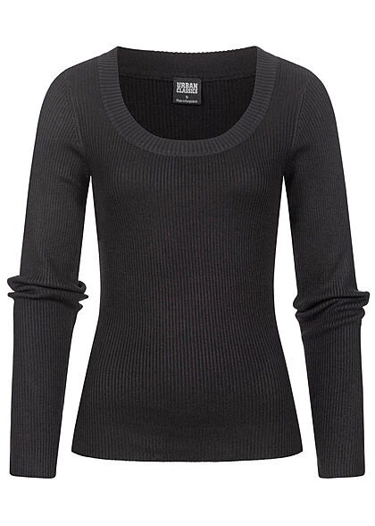 Urban Classics Damen Ribbed Longsleeve Pullover Mit Weitem Ausschnitt Schwarz 3 Urban Classics Damen Ribbed Longsleeve Pullover Mit Weitem Ausschnitt Schwarz