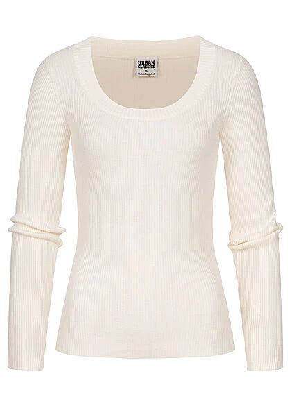 Urban Classics Damen Ribbed Longsleeve Pullover Mit Weitem Ausschnitt Whitesand Beige 3 Urban Classics Damen Ribbed Longsleeve Pullover Mit Weitem Ausschnitt Whitesand Beige