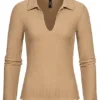 ONLY Damen Ribbed V-Neck Longsleeve Pullover Mit Frilldetails Toasted Coconut 1 ONLY Damen Ribbed V-Neck Longsleeve Pullover Mit Frilldetails Toasted Coconut -Vero Moda Verkaufsgeschäft 21090095
