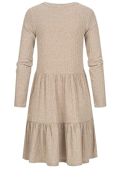 VILA Damen NOOS Ribbed Stufen Strickkleid Fungi Braun 5 VILA Damen NOOS Ribbed Stufen Strickkleid Fungi Braun – Bild 3