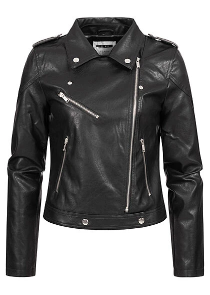 Noisy May Damen NOOS Biker Jacke In Lederoptik 2-Pockets Mit Zipper Schwarz 4 Noisy May Damen NOOS Biker Jacke In Lederoptik 2-Pockets Mit Zipper Schwarz – Bild 2