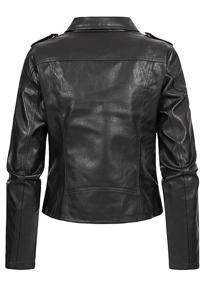 Noisy May Damen NOOS Biker Jacke In Lederoptik 2-Pockets Mit Zipper Schwarz 6 Noisy May Damen NOOS Biker Jacke In Lederoptik 2-Pockets Mit Zipper Schwarz – Bild 4