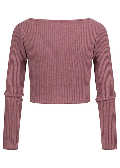 Hailys Damen Langarmshirt Mit Knopfleiste Und Rippoptik Rose Braun 4 Hailys Damen Langarmshirt Mit Knopfleiste Und Rippoptik Rose Braun – Bild 2