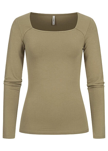 ONLY Damen Longsleeve Pullover Mit Carree-Ausschnitt Mermaid Grün 3 ONLY Damen Longsleeve Pullover Mit Carree-Ausschnitt Mermaid Grün