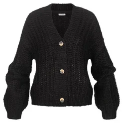 Noisy May Damen NOOS Cardigan Oversize Grobstrick Strickjacke Schwarz