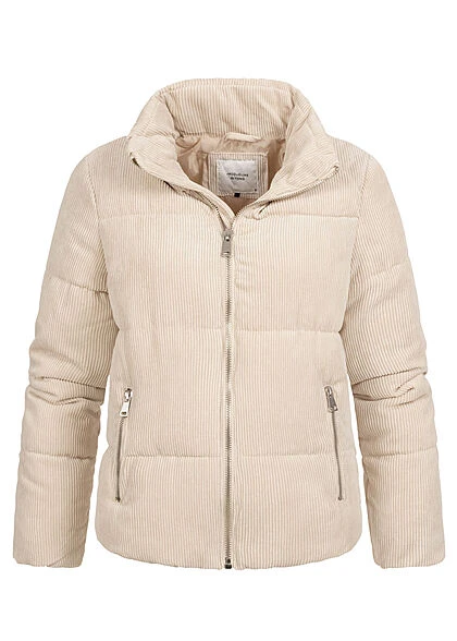 JACQUELINE DE YONG JDY By ONLY Damen Kordsamt Steppjacke Stehkragen 2-Pockets Oatmeal Beige 3 JACQUELINE DE YONG JDY By ONLY Damen Kordsamt Steppjacke Stehkragen 2-Pockets Oatmeal Beige