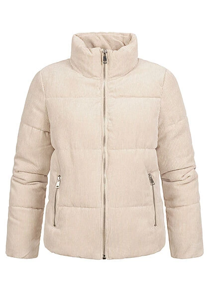 JACQUELINE DE YONG JDY By ONLY Damen Kordsamt Steppjacke Stehkragen 2-Pockets Oatmeal Beige 4 JACQUELINE DE YONG JDY By ONLY Damen Kordsamt Steppjacke Stehkragen 2-Pockets Oatmeal Beige – Bild 2