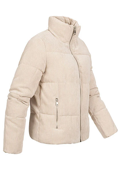 JACQUELINE DE YONG JDY By ONLY Damen Kordsamt Steppjacke Stehkragen 2-Pockets Oatmeal Beige 5 JACQUELINE DE YONG JDY By ONLY Damen Kordsamt Steppjacke Stehkragen 2-Pockets Oatmeal Beige – Bild 3