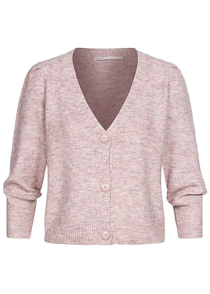 ONLY Damen V-Neck Strickcardigan Mit Knopfleiste & Puffärmel Lavender Lila Blau 3 ONLY Damen V-Neck Strickcardigan Mit Knopfleiste & Puffärmel Lavender Lila Blau