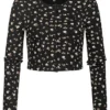 ONLY Damen Cropped Cardigan Blumen Muster Schwarz -Vero Moda Verkaufsgeschäft 21093220