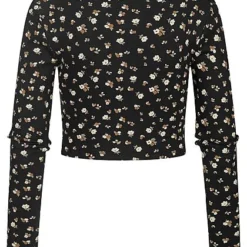 ONLY Damen Cropped Cardigan Blumen Muster Schwarz 5 ONLY Damen Cropped Cardigan Blumen Muster Schwarz -Vero Moda Verkaufsgeschäft 21093220 1