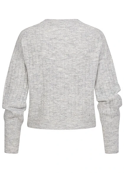 ONLY Damen Ribbed Cardigan Strickjacke Knopfleiste Hell Grau Melange 4 ONLY Damen Ribbed Cardigan Strickjacke Knopfleiste Hell Grau Melange – Bild 2