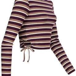 ONLY Damen Cropped Longsleeve Cut-Outs Bindedetails Streifen Muster Tannin Braun Beige 6 ONLY Damen Cropped Longsleeve Cut-Outs Bindedetails Streifen Muster Tannin Braun Beige -Vero Moda Verkaufsgeschäft 21093675 1