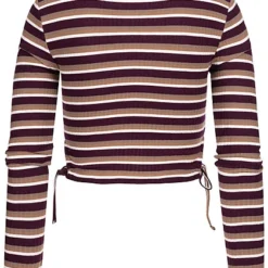 ONLY Damen Cropped Longsleeve Cut-Outs Bindedetails Streifen Muster Tannin Braun Beige 7 ONLY Damen Cropped Longsleeve Cut-Outs Bindedetails Streifen Muster Tannin Braun Beige -Vero Moda Verkaufsgeschäft 21093675 2