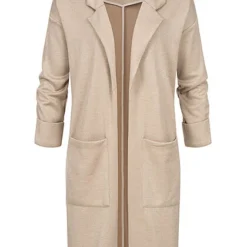 Pieces Damen NOOS 3/4 Arm V-Neck Blazer 2-Pockets Offener Schnitt Silver Mink