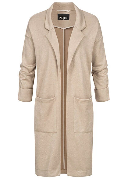 Pieces Damen NOOS 3/4 Arm V-Neck Blazer 2-Pockets Offener Schnitt Silver Mink 3 Pieces Damen NOOS 3/4 Arm V-Neck Blazer 2-Pockets Offener Schnitt Silver Mink