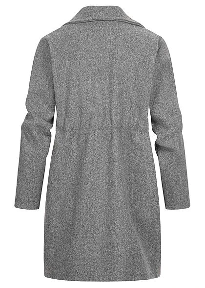 Styleboom Fashion Damen Übergangs Fleece Mantel Tunnelzug 2-Pockets D. Grau 5 Styleboom Fashion Damen Übergangs Fleece Mantel Tunnelzug 2-Pockets D. Grau – Bild 3