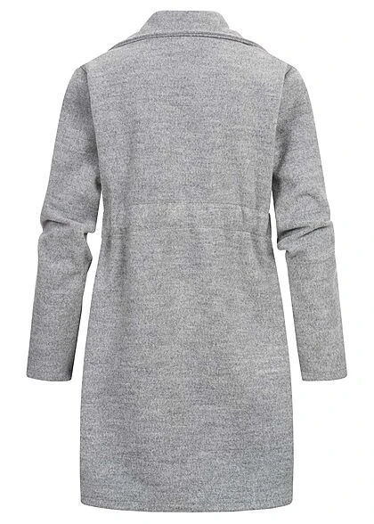 Styleboom Fashion Damen Übergangs Fleece Mantel Tunnelzug 2-Pockets Hellgrau 5 Styleboom Fashion Damen Übergangs Fleece Mantel Tunnelzug 2-Pockets Hellgrau – Bild 3