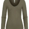 JACQUELINE DE YONG JDY By ONLY Damen Ribbed V-Neck Longsleeve Frill Kalamata Oliv Grün 1 JACQUELINE DE YONG JDY By ONLY Damen Ribbed V-Neck Longsleeve Frill Kalamata Oliv Grün -Vero Moda Verkaufsgeschäft 21101165