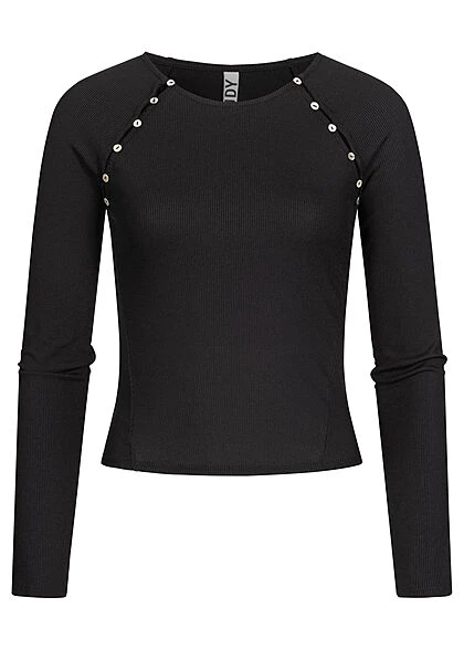 JACQUELINE DE YONG JDY By ONLY Damen Kurzer Longsleeve Pullover Knöpfe Seitlich Schwarz 3 JACQUELINE DE YONG JDY By ONLY Damen Kurzer Longsleeve Pullover Knöpfe Seitlich Schwarz
