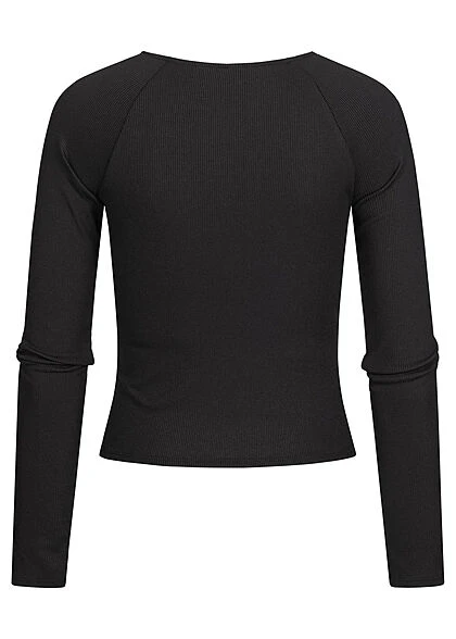 JACQUELINE DE YONG JDY By ONLY Damen Kurzer Longsleeve Pullover Knöpfe Seitlich Schwarz 4 JACQUELINE DE YONG JDY By ONLY Damen Kurzer Longsleeve Pullover Knöpfe Seitlich Schwarz – Bild 2
