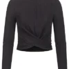 ONLY Damen Cropped Longsleeve Drehdetail Struktur Muster Mit Glitzer Schwarz -Vero Moda Verkaufsgeschäft 21101216