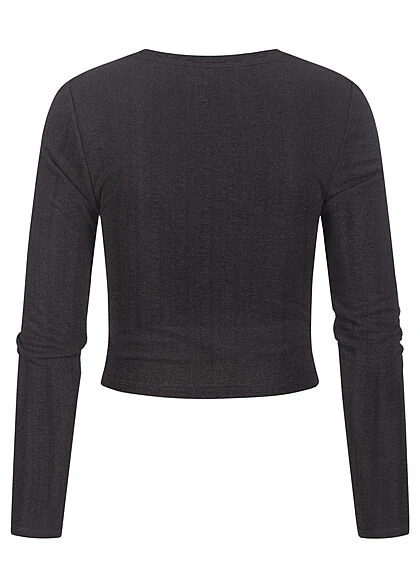 ONLY Damen Cropped Longsleeve Drehdetail Struktur Muster Mit Glitzer Schwarz 4 ONLY Damen Cropped Longsleeve Drehdetail Struktur Muster Mit Glitzer Schwarz – Bild 2