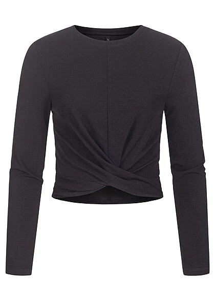 ONLY Damen Cropped Longsleeve Drehdetail Schwarz 3 ONLY Damen Cropped Longsleeve Drehdetail Schwarz