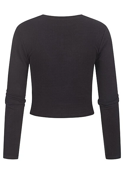ONLY Damen Cropped Longsleeve Drehdetail Schwarz 4 ONLY Damen Cropped Longsleeve Drehdetail Schwarz – Bild 2