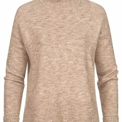 Clodus Damen Strickpullover Longsleeve Mit Rollkragen Camel Braun