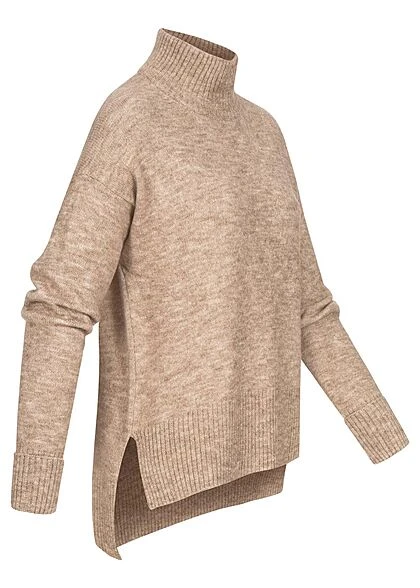 Clodus Damen Strickpullover Longsleeve Mit Rollkragen Camel Braun 4 Clodus Damen Strickpullover Longsleeve Mit Rollkragen Camel Braun – Bild 2