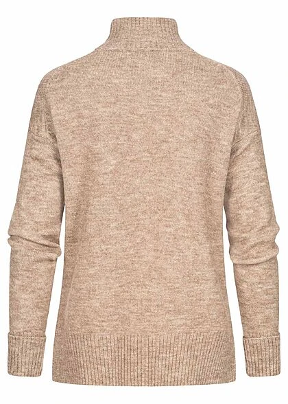 Clodus Damen Strickpullover Longsleeve Mit Rollkragen Camel Braun 5 Clodus Damen Strickpullover Longsleeve Mit Rollkragen Camel Braun – Bild 3