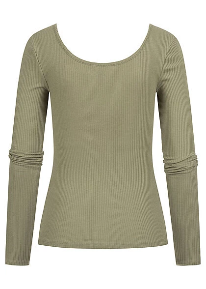 Pieces Damen NOOS Ribbed Longsleeve Pullover 4 Druckknöpfe Deep L. Grün 4 Pieces Damen NOOS Ribbed Longsleeve Pullover 4 Druckknöpfe Deep L. Grün – Bild 2